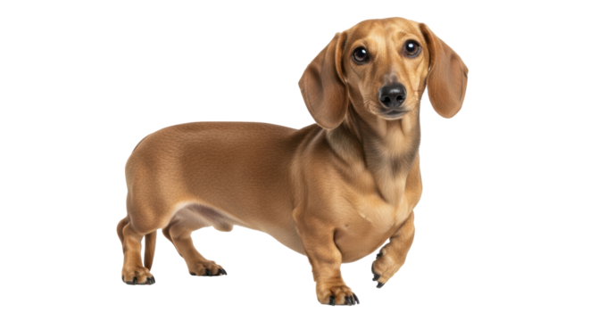 Isolated Brown dachshund dog standing