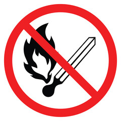 No Fire Ignition Symbol Vector, with white background.Left side, Isolated On White Background Label-3