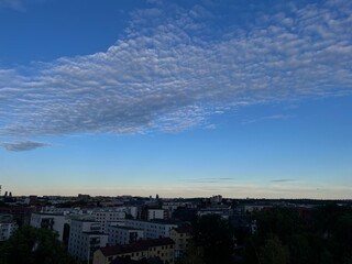 Clouds and sunset on blue sky