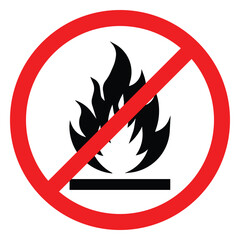No Open Fire flame Symbol Vector,Isolated On White Background Label