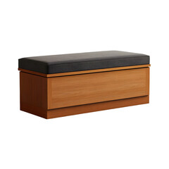 A detailed portrayal of a modern Media Rack with integrated storage, sleek design, and organized compartments, isolated on transparent background