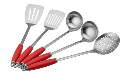 Isolated Kitchen Utensils Set with Red Handles