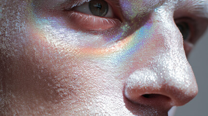 Close-up of a person with a shimmering white aura symbolizing purity