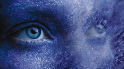 Close-up of a person surrounded by a deep indigo aura of intuition