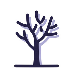 Obraz premium Minimalist outline of a bare tree on a white background showcasing the structure of branches and trunk, conceptual art representing nature's simplicity and grief, concept of decor or wellness