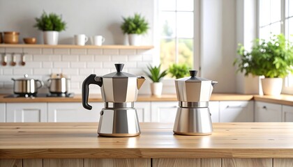 Modern kitchen scene with espresso makers