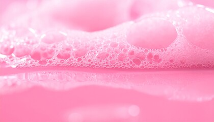 Close-up view of foamy pink bubbles, a beautiful image representing purity