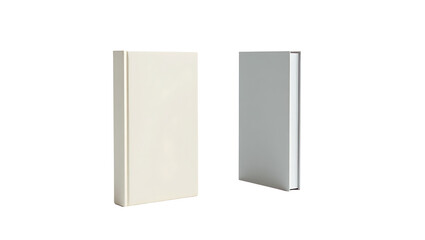 Fototapeta premium Two Blank Hardcover Books; Cream and White; Minimalist Design; Mockup; Isolated on Black Background