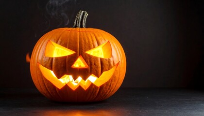 Glowing Jack-o'-lantern on dark background