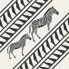 nature-inspired pattern with geometric stripes in black and white, vector, design for decor, print, fabric, textiles, wallpaper, package      