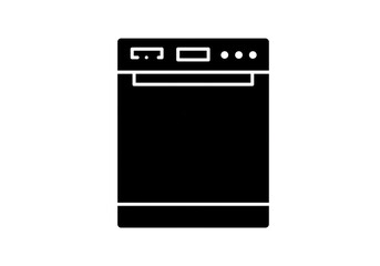 Dishwasher Icon – Minimalist Black and White Vector for Kitchen Appliance Interfaces