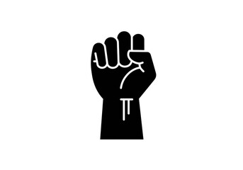 Fototapeta premium Raised Fist Silhouette with Drip Detail – Symbol of Resistance, Solidarity, and Empowerment