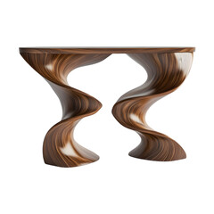 a wooden table modern sleek design isolated on transparent background