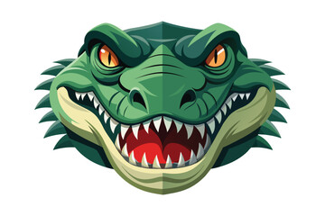Green Crocodile Head With Open Mouth And Sharp Teeth
