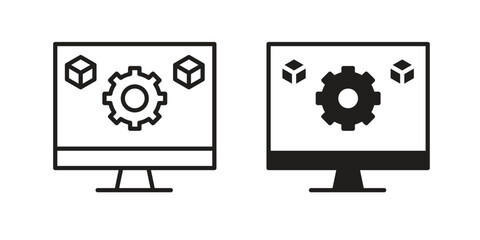 Virtual machine icon vector design. set web icons