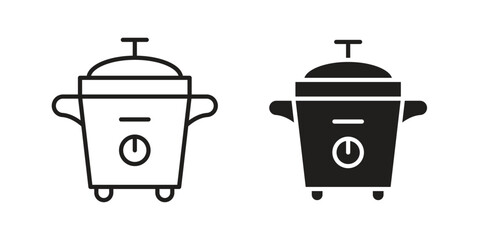 pressure cooker icon vector design. set web icons