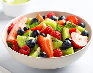 Fresh Fruit Salad with Kiwi, Strawberry, and Berries
