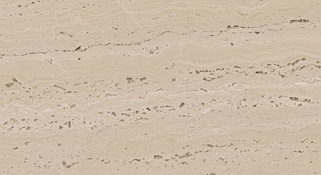A close-up of a beige travertine stone surface showcasing its natural porous texture and horizontal veining.