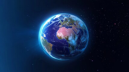 Fototapeta premium Stunning Digital Artwork of a Futuristic Earth Model Surrounded by a Vibrant Cosmic Landscape