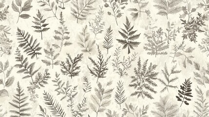 Fototapeta premium Collection of Beautiful Botanical Sketches Featuring Delicate Foliage in Watercolour Style Art
