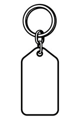 Minimalist Blank Keychain with Tag Outline Vector - Clean Monochrome Design for Personalization and Accessories Concepts
