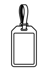 Obraz premium Luggage Tag Outline Vector in Black and White – Minimalist Travel Accessory Illustration with Strap and Blank Info Space