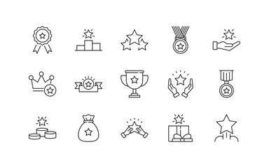 Achievement and Rewards Icon Set, editable stroke