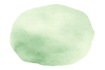 Light green watercolor circle painting creating a vibrant and soft texture, isolated on a transparent background for versatile use