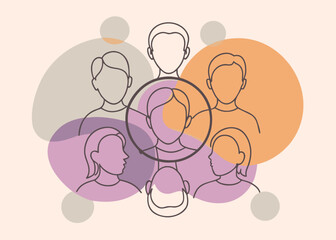 Vector art of diverse group of people connected