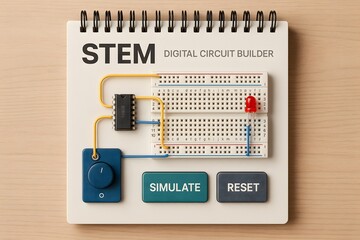 Close-up of a digital circuit builder, promoting STEM education