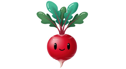 Isolated Cartoon Radish with Smiling Face