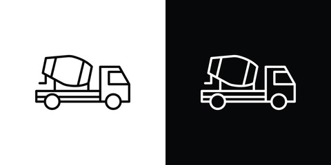 Cement truck icon. Stroke pictogram. Vector illustration. Vector sign for mobile app and websites.