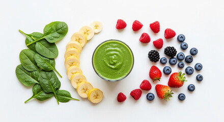 Green Smoothie Bowl with Fresh Berries and Banana