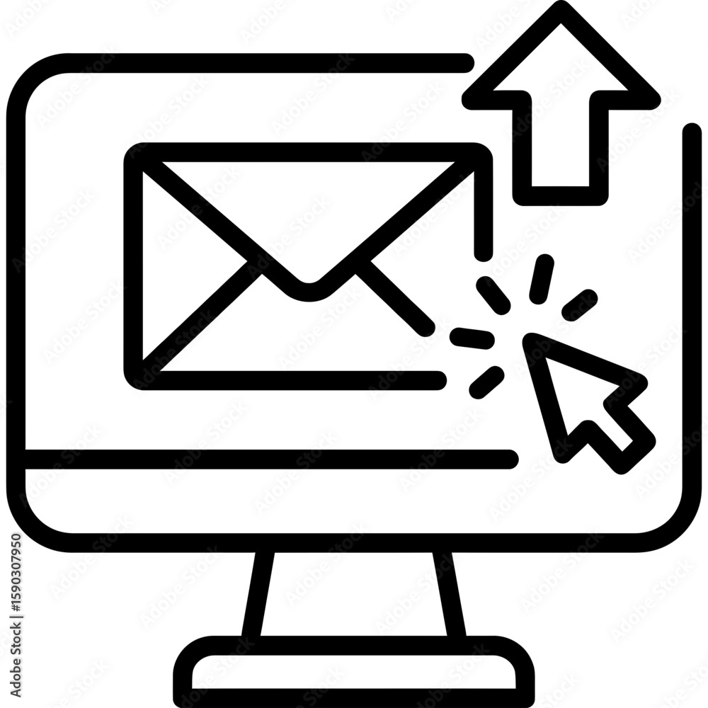 Fototapete Sending email on computer outline icon vector