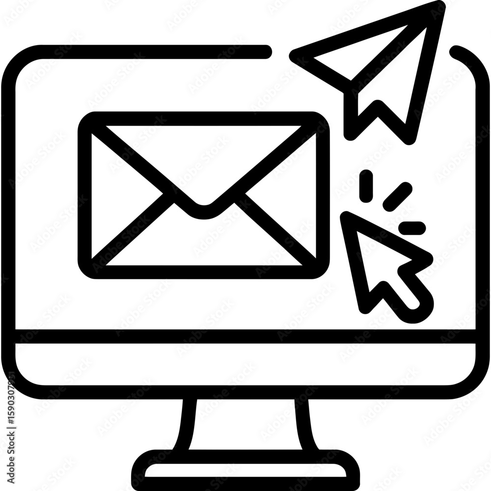 Fototapete sending email on computer outline icon vector