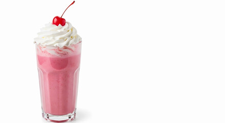 Classic Strawberry Milkshake with Whipped Cream and a Cherry