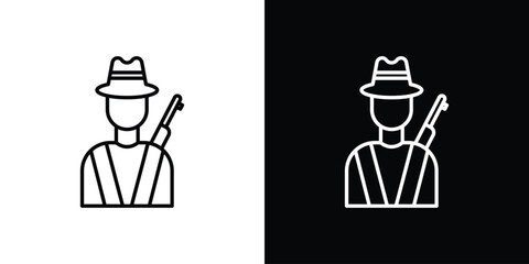 Hunter icon. Stroke pictogram. Vector illustration. Vector sign for mobile app and websites.