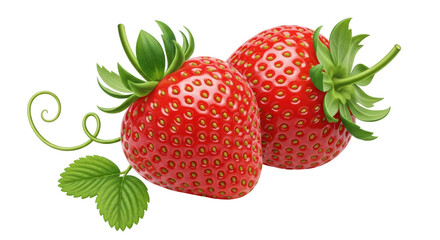 Isolated Two Fresh Strawberries