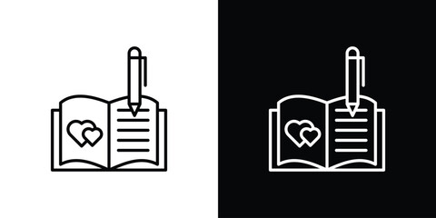 Obraz premium Guests book icon. Stroke pictogram. Vector illustration. Vector sign for mobile app and websites.