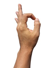 Male hand making the OK sign. Symbolizes success, agreement, and positive outcome. Isolated on white for versatile use.	
