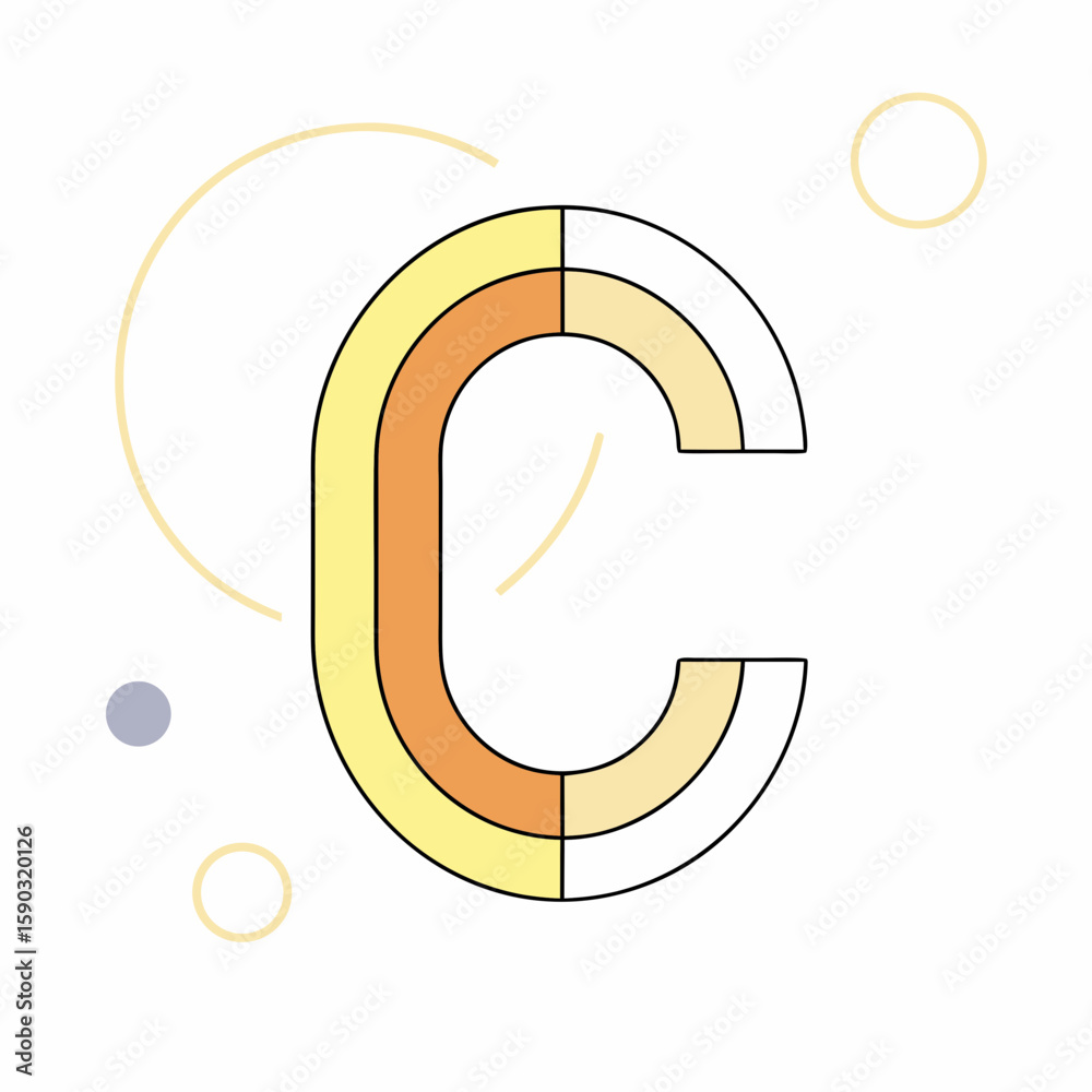 Fototapete conceptual design showcasing the letter c with abstract shapes in yellow and orange tones, perfect f
