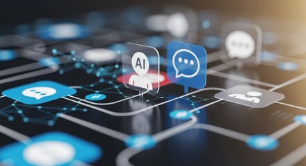 Artificial intelligence chatbot is automatically replying to messages and providing customer support on a digital interface, improving efficiency and response times