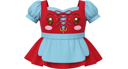 Isolated Kawaii Style Dress with Red and Blue