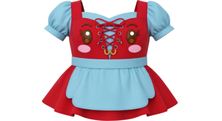 Isolated Kawaii Style Dress with Red and Blue
