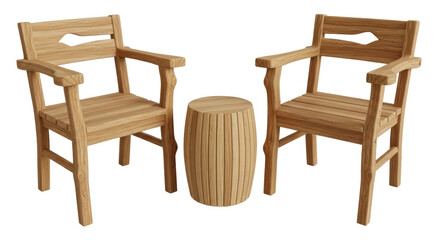 Isolated Wooden Garden Furniture Set