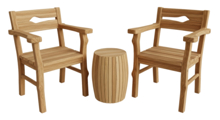 Isolated Wooden Garden Furniture Set