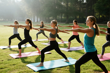 Women&rsquo;s Wellness Yoga Group in the Park