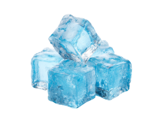 Sparkling ice cubes on black background refreshing cold drink, Isolated On Transparent Background, Png