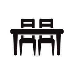 Fototapeta premium Flat vector illustration of a dining table icon with two chairs. Solid design. 