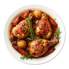 Vin braised chicken isolated on transparent background